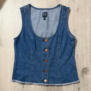 GAP Women's Blue Denim Button-Down Top or Vest‎